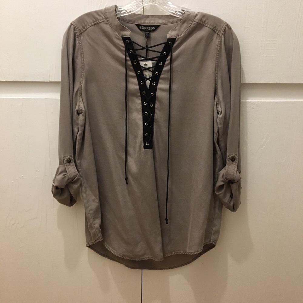 NWT Lace up long sleeve shirt